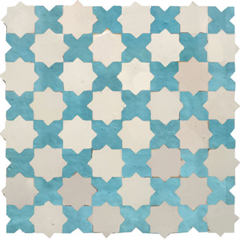 Mosaic House Moroccan tile Tanger S 1-13 White Light Turquoise  zellige, mosaic, zellij, field, pattern, glaze, stars, classic 